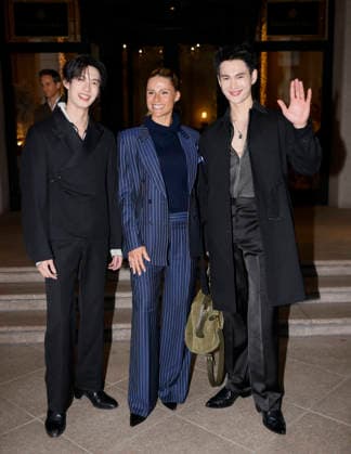 Michelle Hunzinger Pavel Naret, Pooh Krittin - Milan Fashion Week - Womenswear Fall Winter 2026 2027 MILAN, ITALY - FEBRUARY 25: Michelle Hunzinger, Pavel Naret and Pooh Krittin are spotted outside her hotel during the Milan Fashion Week - Womenswear Fall Winter 2026 2027 on February 25, 2026 in Milan, Italy. Photo by Marco Piovanotto Abacapress.com  Copyright: xPiovanottoxMarco ABACAx