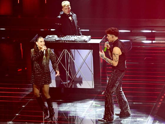 Sanremo, 76th Italian Song Festival. Second Night. Pictured: Blind, El Ma, and Soniko.  Copyright: xMaurizioxD Avanzox xipa-agency.netx xPoolxSanremox02x IPA_Agency_IPA72023551