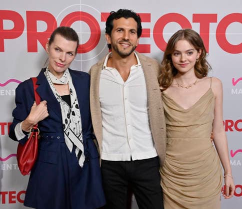 Cast members Milla Jovovich, Gabriel Sloyer and Isabel Myers attend the premiere of the motion picture mystery thriller Protector at the AMC The Grove in Los Angeles on Wednesday, February 25, 2026. Storyline: The action movie stars Milla Jovovich as a former war hero rescuing her kidnapped daughter from a trafficking ring.  LAP2026022517 JIMxRUYMEN