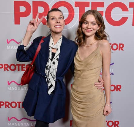 Cast members Milla Jovovich (L) and Isabel Myers attend the premiere of the motion picture mystery thriller Protector at the AMC The Grove in Los Angeles on Wednesday, February 25, 2026. Storyline: The action movie stars Milla Jovovich as a former war hero rescuing her kidnapped daughter from a trafficking ring.  LAP2026022519 JIMxRUYMEN