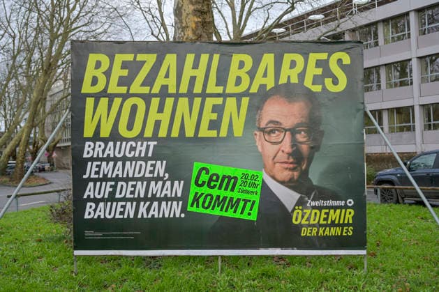 Cem Özdemir, Die Grünen, Plakat, Landtagswahl 2026, Karlsruhe, Baden-Württemberg, Deutschland *** Cem Özdemir, The Greens, poster, state election 2026, Karlsruhe, Baden Württemberg, Germany