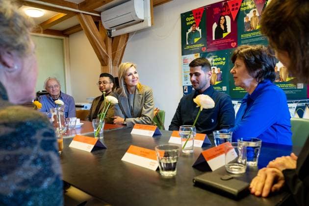 26-02-2026 Amsterdam Queen Maxima visited the Takecarebnb Foundation, an organization which aims to give refugees awaiting housing a good start in the Netherlands, in Amsterdam. Â  Copyright: xPPEx