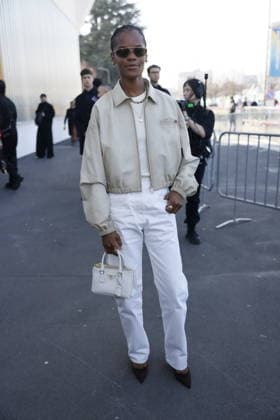 MFW - Prada Outside Letitia Wright at the Prada fashion show during the Milan Menswear Fall Winter 2026 2027 Fashion Week on February 26, 2026 in Milan, Italy. Photo by Marco Piovanotto ABACAPRESS.COM Milan Italy  Copyright: xPiovanottoxMarco ABACAx