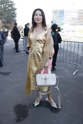 MFW - Prada Outside Guest at the Prada fashion show during the Milan Womenswear Fall Winter 2026 2027 Fashion Week on February 26, 2026 in Milan, Italy. Photo by Marco Piovanotto ABACAPRESS.COM Milan Italy  Copyright: xPiovanottoxMarco ABACAx