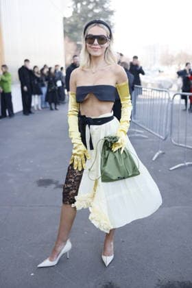 MFW - Prada Outside Guest at the Prada fashion show during the Milan Womenswear Fall Winter 2026 2027 Fashion Week on February 26, 2026 in Milan, Italy. Photo by Marco Piovanotto ABACAPRESS.COM Milan Italy  Copyright: xPiovanottoxMarco ABACAx