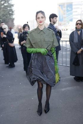 MFW - Prada Outside Benedetta Porcaroli at the Prada fashion show during the Milan Womenswear Fall Winter 2026 2027 Fashion Week on February 26, 2026 in Milan, Italy. Photo by Marco Piovanotto ABACAPRESS.COM Milan Italy  Copyright: xPiovanottoxMarco ABACAx