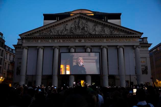 Angele new clip presentation BRUSSELS, BELGIUM - FEBRUARY 25 : Singer Angele unveils her new single What You Want in collaboration with the French electro duo Justice.The music video is projected as a preview onto the façade of the T heatre Royal de la Monnaie . pictured on February 25, 2026 in Brussels, Belgium, 25 02 2026 Brussels Belgium  Copyright: xXpix