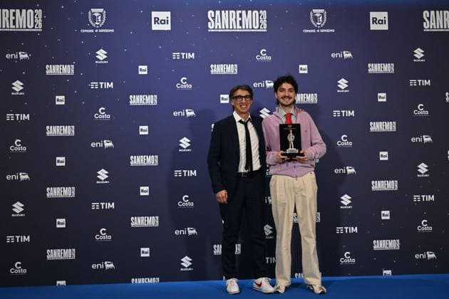Foto IPP Felice De Martino Sanremo 26 02 2026 76° Festival della canzone italiana Nella foto: Premio Nuovo Imaie a Mazzariello con Paolo Jannacci Italy Photo Press World Copyright