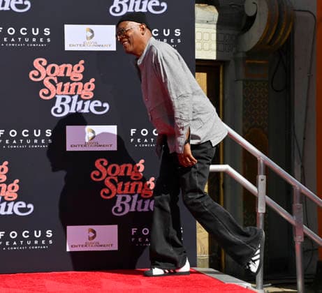 US actor Samuel L. Jackson participates in a hand and footprint ceremony immortalizing producer John Davis in the forecourt of the TCL Chinese Theatre (formerly Grauman s) in the Hollywood section of Los Angeles on Thursday, February 26, 2026.  LAP2026022614 JIMxRUYMEN