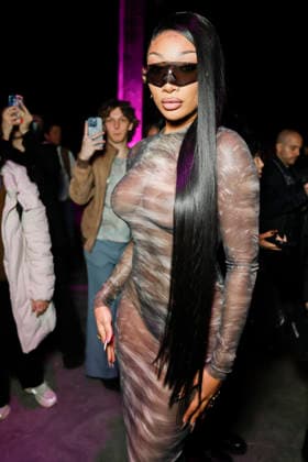 Roberto Cavalli - Front Row - Milan Fashion Week - Womenswear Fall Winter 2026 2027 MILAN, ITALY - FEBRUARY 26: Megan Thee Stallion poses before the runway of Roberto Cavalli show during the Milan Fashion Week - Womenswear Fall Winter 2026 2027 on February 26, 2026 in Milan, Italy. Photo by Marco Piovanotto Abacapress.com  Copyright: xPiovanottoxMarco ABACAx