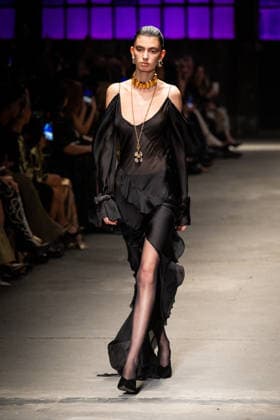 Roberto Cavalli fashion show during the Milan Fashion Week - Womenswear Fall Winter 2026 2027 in Milan, Italy, on 24 February 2026. A model walks the runway at Roberto Cavalli fashion show during the Milan Fashion Week - Womenswear Fall Winter 2026 2027 in Milan, Italy, on 24 February 2026., Credit:Stefano Costantino TTL Avalon Italy, Milan  Copyright: xStefanoxCostantinoxTTLx xAvalonx 1078564733