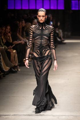 Roberto Cavalli fashion show during the Milan Fashion Week - Womenswear Fall Winter 2026 2027 in Milan, Italy, on 24 February 2026. A model walks the runway at Roberto Cavalli fashion show during the Milan Fashion Week - Womenswear Fall Winter 2026 2027 in Milan, Italy, on 24 February 2026., Credit:Stefano Costantino TTL Avalon Italy, Milan  Copyright: xStefanoxCostantinoxTTLx xAvalonx 1078564993