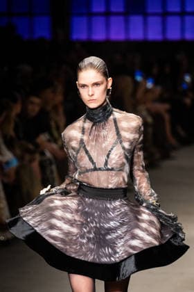 Roberto Cavalli fashion show during the Milan Fashion Week - Womenswear Fall Winter 2026 2027 in Milan, Italy, on 24 February 2026. A model walks the runway at Roberto Cavalli fashion show during the Milan Fashion Week - Womenswear Fall Winter 2026 2027 in Milan, Italy, on 24 February 2026., Credit:Stefano Costantino TTL Avalon Italy, Milan  Copyright: xStefanoxCostantinoxTTLx xAvalonx 1078565049