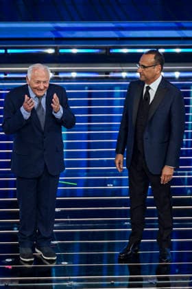 76th Italian Song Festival of Sanremo 3rd Evening Teatro Ariston - Sanremo, Italy MOGOL Giulio Rapetti;Carlo Conti 76th Italian Song Festival of Sanremo 3rd Evening Teatro Ariston - Sanremo, Italy 26th February 2026 SGPItalia id 134399_050 Not Exclusive  Copyright: xAlfonsoxCatalano SGPx