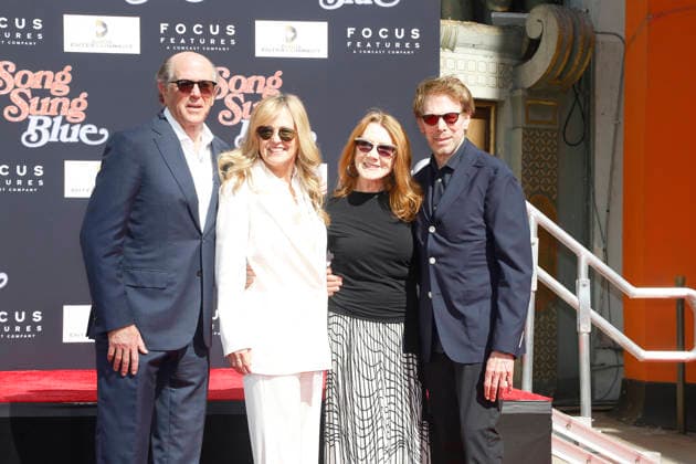 February 26, 2026, Los Angeles, California, USA: John Davis, Jordan Davis, Linda Bruckheimer, Jerry Bruckheimer at a ceremony honoring producer John Davis with hand and foot prints at the TCL Chinese Theatre IMAX. Los Angeles USA - ZUMAg107 20260226_zep_g107_039 Copyright: xNinaxPrommerx