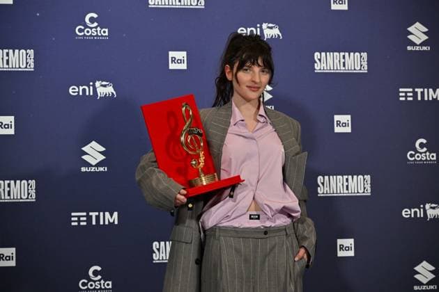 Foto IPP Felice De Martino Sanremo 27 02 2026 76° Festival della canzone italiana Nella foto: la cantante Angelica Bove vincitrice del Premio Sala Stampa Lucio Dalla Italy Photo Press World Copyright