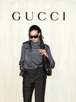 MFW - Guests at GUCCI Runway - Arrivals Ghali at the Gucci Fashion Show during Milan Women s Fashion Week Fall Winter 2026 27 in Milan. Milan, Italy, February 27, 2026. Photo by Riccardo Giordano IPA ABACAPRESS.COM Milan Italy  Copyright: xGiordanoxRiccardo IPA ABACAx