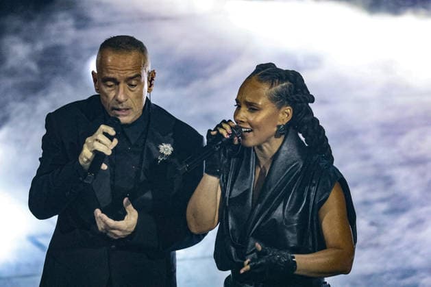 Live Music Show - 76Â° Festival di Sanremo 2026 - 3^ Serata ALICIA KEYS AND EROS RAMAZZOTTI RAF on stage during the third night of the Festival Sanremo during 76Â° Festival di Sanremo 2026 - 3^ Serata , Live Music Show in Sanremo, Italy, February 27 2026 Sanremo Sanremo Italy Copyright: xRenataxRoattinox xLiveMediax LPM_2317868