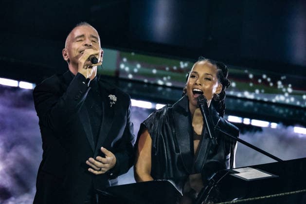 Live Music Show - 76Â° Festival di Sanremo 2026 - 3^ Serata ALICIA KEYS AND EROS RAMAZZOTTI RAF on stage during the third night of the Festival Sanremo during 76Â° Festival di Sanremo 2026 - 3^ Serata , Live Music Show in Sanremo, Italy, February 27 2026 Sanremo Sanremo Italy Copyright: xRenataxRoattinox xLiveMediax LPM_2317871