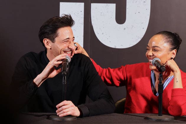 Adrien Brody and Tessa Thompson at The Fear Of 13 - New York Actors Tessa Thompson and Adrien Brody attend media day for their broadway show debut of The Fear of 13 at the James Earl Jones Theatre in New York, NY on February 27, 2026. Photo by Charles Guerin ABACAPRESS.COM New York NY  Copyright: xGuerinxCharles ABACAx
