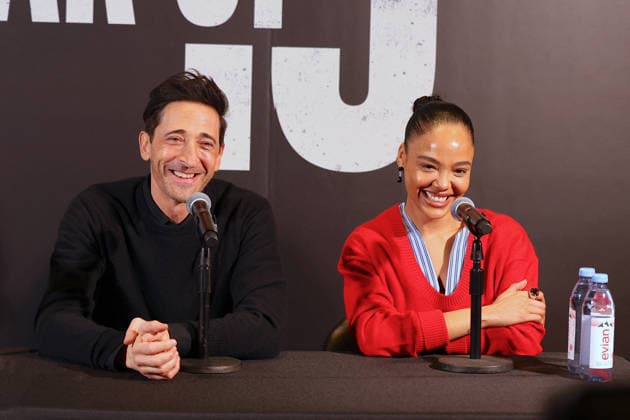 Adrien Brody and Tessa Thompson at The Fear Of 13 - New York Actors Tessa Thompson and Adrien Brody attend media day for their broadway show debut of The Fear of 13 at the James Earl Jones Theatre in New York, NY on February 27, 2026. Photo by Charles Guerin ABACAPRESS.COM New York NY  Copyright: xGuerinxCharles ABACAx