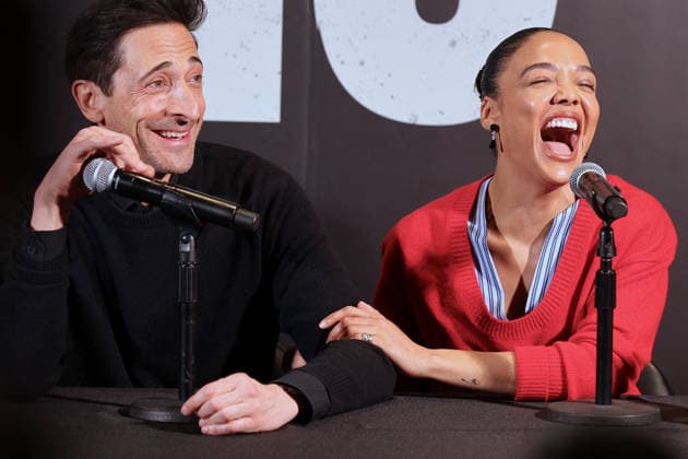 Adrien Brody and Tessa Thompson at The Fear Of 13 - New York Actors Tessa Thompson and Adrien Brody attend media day for their broadway show debut of The Fear of 13 at the James Earl Jones Theatre in New York, NY on February 27, 2026. Photo by Charles Guerin ABACAPRESS.COM New York NY  Copyright: xGuerinxCharles ABACAx