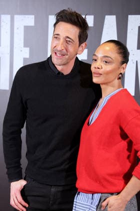 Adrien Brody and Tessa Thompson at The Fear Of 13 - New York Actors Tessa Thompson and Adrien Brody attend media day for their broadway show debut of The Fear of 13 at the James Earl Jones Theatre in New York, NY on February 27, 2026. Photo by Charles Guerin ABACAPRESS.COM New York NY  Copyright: xGuerinxCharles ABACAx