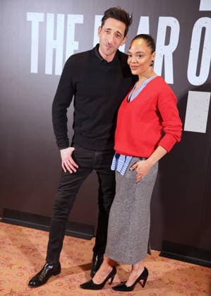 Adrien Brody and Tessa Thompson at The Fear Of 13 - New York Actors Tessa Thompson and Adrien Brody attend media day for their broadway show debut of The Fear of 13 at the James Earl Jones Theatre in New York, NY on February 27, 2026. Photo by Charles Guerin ABACAPRESS.COM New York NY  Copyright: xGuerinxCharles ABACAx