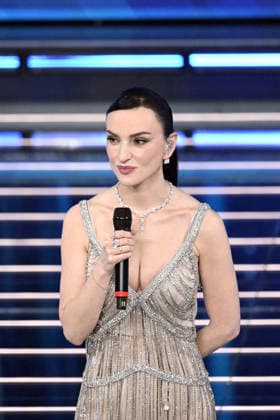 February 27, 2026, Sanremo, Rome, Italy: February 26, 2026, Sanremo. 76th Italian Song Festival. Third Night. Pictured: Arisa Sanremo Italy  - ZUMAa289 20260227_zia_a289_136 Copyright: xMariaxLauraxAntonellix