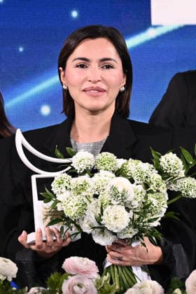 February 27, 2026, Sanremo, Rome, Italy: February 26, 2026, Sanremo. 76th Italian Song Festival. Pictured: Serena Brancale wins the Lunezia Prize for the Musical and Literary Value of Italian Song for her lyrics. Sanremo Italy  - ZUMAa289 20260227_zia_a289_158 Copyright: xMariaxLauraxAntonellix