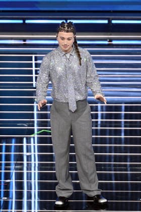 February 27, 2026, Sanremo, Rome, Italy: February 26, 2026, Sanremo. 76th Italian Song Festival. Third Night. Pictured: Sayf Sanremo Italy  - ZUMAa289 20260227_zia_a289_127 Copyright: xMariaxLauraxAntonellix