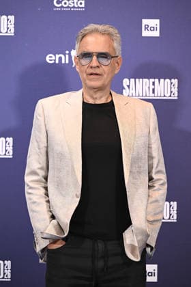 February 27, 2026, Sanremo, Rome, Italy: February 27, 2026, Sanremo. 76th Italian Song Festival. Photocall. Pictured: Andrea Bocelli and Veronica Berti. Sanremo Italy  - ZUMAa289 20260227_zia_a289_183 Copyright: xMariaxLauraxAntonellix