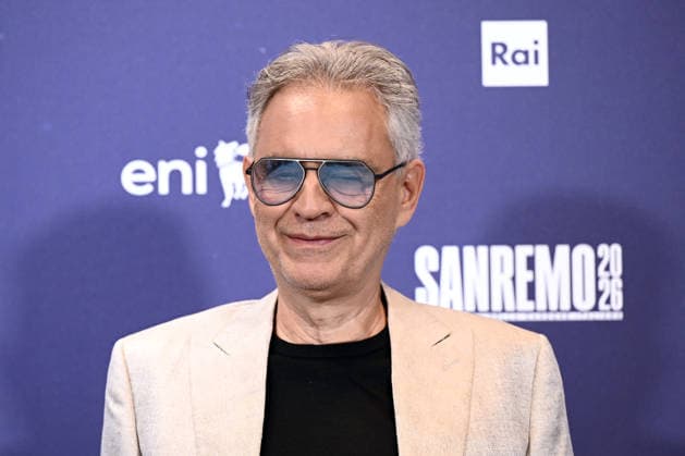 February 27, 2026, Sanremo, Rome, Italy: February 27, 2026, Sanremo. 76th Italian Song Festival. Photocall. Pictured: Andrea Bocelli and Veronica Berti. Sanremo Italy  - ZUMAa289 20260227_zia_a289_185 Copyright: xMariaxLauraxAntonellix