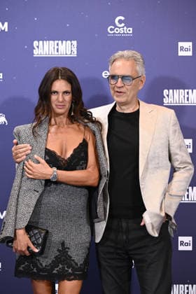 February 27, 2026, Sanremo, Rome, Italy: February 27, 2026, Sanremo. 76th Italian Song Festival. Photocall. Pictured: Andrea Bocelli and Veronica Berti. Sanremo Italy  - ZUMAa289 20260227_zia_a289_196 Copyright: xMariaxLauraxAntonellix