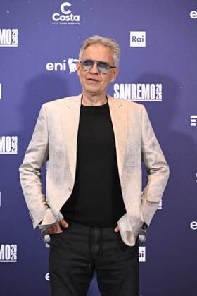 February 27, 2026, Sanremo, Rome, Italy: February 27, 2026, Sanremo. 76th Italian Song Festival. Photocall. Pictured: Andrea Bocelli and Veronica Berti. Sanremo Italy  - ZUMAa289 20260227_zia_a289_187 Copyright: xMariaxLauraxAntonellix