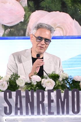 February 27, 2026, Sanremo, Rome, Italy: February 27, 2026, Sanremo. 76th Italian Song Festival. Press conference. Pictured: Andrea Bocelli and Veronica Berti. Sanremo Italy  - ZUMAa289 20260227_zia_a289_206 Copyright: xMariaxLauraxAntonellix