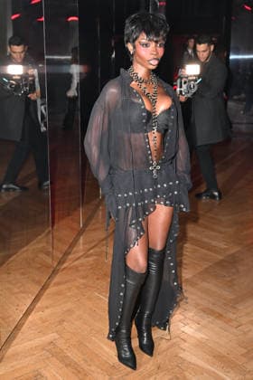 Milan, Milan Women s Fashion Week Fall Winter 2026 27 - Women s Fashion, Fall Winter 2026 27 - Blumarine fashion show - front row in the photo: Olandria Carthen  Copyright: xSimonaxChiocciax xipa-agency.netx xFotosickix IPA_Agency_IPA72114221