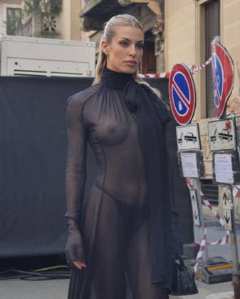 Milan, Milan Women s Fashion Week Fall Winter 2026 27 - Women s Fashion, Fall Winter 2026 27 - Blumarine fashion show - arrivals In the photo: Guest  Copyright: xLucaxPontix xipa-agency.netx xx IPA_Agency_IPA72126933