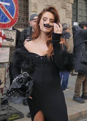 Milan, Milan Women s Fashion Week Fall Winter 2026 27 - Women s Fashion, Fall Winter 2026 27 - Blumarine fashion show - arrivals In the photo: Guest  Copyright: xLucaxPontix xipa-agency.netx xx IPA_Agency_IPA72126965