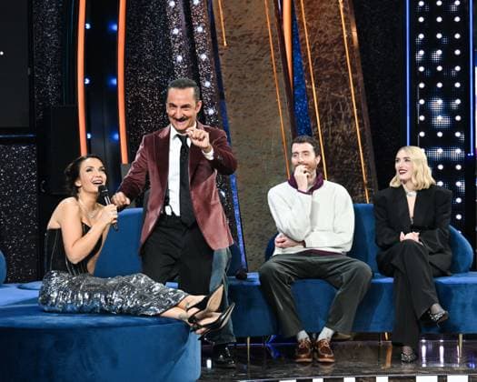 Sanremo, 76th Italian Song Festival - Fourth Post-Festival Episode. Pictured: Nicola Savino, Elettra Lamborghini  Copyright: xManuelexMangiarottix xipa-agency.netx xPoolxSanremox02x IPA_Agency_IPA72129740