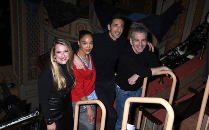 February 27, 2026, New York, Ny, United States: Lindsey Ferrentino, Tessa Thompson, Adrien Brody and David Cromer attend The Fear of 13 Broadway Press Event. Held at James Earl Jones Theatre in New York. Zuma Press February 27, 2026 New York United States  - ZUMAp281 20260227_zea_p281_093 Copyright: xPhotoxImagexPressx