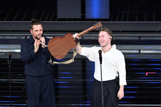 February 27, 2026, Sanremo, Rome, Italy: 76th Italian Song Festival, fourth night. Pictured: Enrico Nigiotti, Alfa Romeo . Sanremo. Italy 27 Feb 2026 Sanremo Italy  - ZUMAa289 20260227_zia_a289_375 Copyright: xMariaxLauraxAntonellix