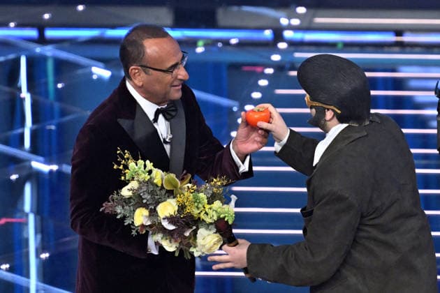 February 27, 2026, Sanremo, Rome, Italy: 76th Italian Song Festival, fourth night. Pictured: Carlo Conti . Sanremo. Italy 27 Feb 2026 Sanremo Italy  - ZUMAa289 20260227_zia_a289_380 Copyright: xMariaxLauraxAntonellix