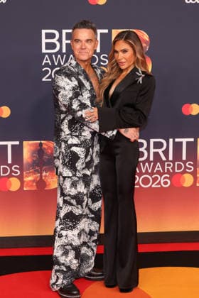 Celebrities attend The BRIT Awards 2026 at Co-op Live in Manchester, England Featuring: Robbie Williams, Ayda Field Williams Where: Manchester, United Kingdom When: 28 Feb 2026 Credit: Alex Cropper Cover Images EDITORIAL USE ONLY. NOT FOR USE BY NEWSPAPERS BASED IN THE UK. Copyright: xx coverimg55515191
