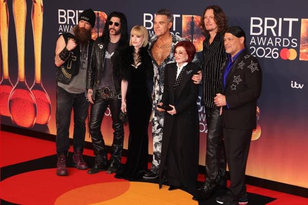 Celebrities attend The BRIT Awards 2026 at Co-op Live in Manchester, England Featuring: Tommy Clufetos, Kelly Osbourne, Robbie Williams, Sharon Osbourne, Adam Wakeman, Robert Trujillo Where: Manchester, United Kingdom When: 28 Feb 2026 Credit: Alex Cropper Cover Images EDITORIAL USE ONLY. NOT FOR USE BY NEWSPAPERS BASED IN THE UK. Copyright: xx coverimg55515194