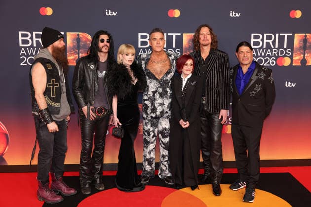 Celebrities attend The BRIT Awards 2026 at Co-op Live in Manchester, England Featuring: Tommy Clufetos, Kelly Osbourne, Robbie Williams, Sharon Osbourne, Adam Wakeman, Robert Trujillo Where: Manchester, United Kingdom When: 28 Feb 2026 Credit: Alex Cropper Cover Images EDITORIAL USE ONLY. NOT FOR USE BY NEWSPAPERS BASED IN THE UK. Copyright: xx coverimg55515195