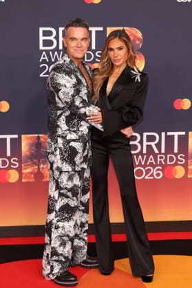 Celebrities attend The BRIT Awards 2026 at Co-op Live in Manchester, England Featuring: Robbie Williams, Ayda Field Where: Manchester, United Kingdom When: 28 Feb 2026 Credit: Alex Cropper Cover Images EDITORIAL USE ONLY. NOT FOR USE BY NEWSPAPERS BASED IN THE UK. Copyright: xx coverimg55515461
