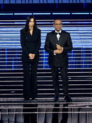 Sanremo, 76th Italian Song Festival - fifth final evening. In the photo Giorgia Cardoinaletti, Carlo Conti  Copyright: xAlbertoxTerenghix xPoolxSanremox02x xipa-agency.netx xPoolxSanremox02x IPA_Agency_IPA72169470