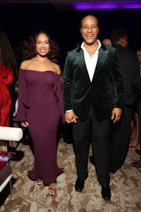 LOS ANGELES, CA - FEBRUARY 27: Maria Castillo and DeVon Franklin at the 57th NAACP Image Awards Official BET Dinner at Grand Venue on February 27, 2026 in Los Angeles, California. Copyright: xWalikxGoshornax