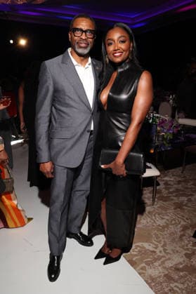 LOS ANGELES, CA - FEBRUARY 27: Derrick Johnson and Patina Miller at the 57th NAACP Image Awards Official BET Dinner at Grand Venue on February 27, 2026 in Los Angeles, California. Copyright: xWalikxGoshornax